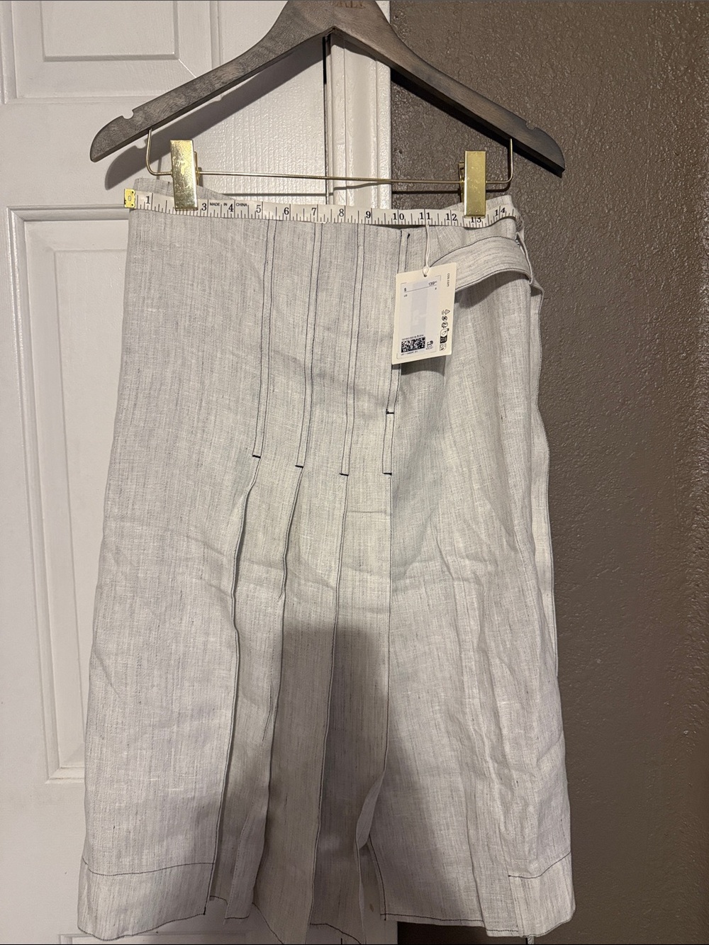 COS- Light Gray Linen-Blend Dress skirt with belt